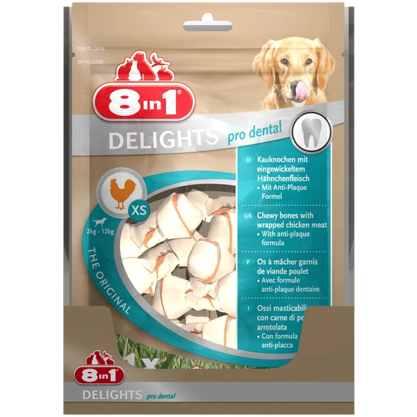 8in1 Delights Pro Dental - Hondensnacks - Kip 21x12 G 21 Stuks Xsmall 1 8in1 Delights Pro Dental - Hondensnacks - Kip 21x12 G 21 Stuks Xsmall