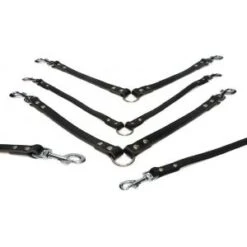 Beeztees Lederen Koppellijn Voor 2 Honden Zwart - 30 Cm X 12 Mm