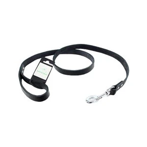 Tijssen Halsband & Lijn Vetleer - Zwart - Lijn - 20 Mm X 130 Cm